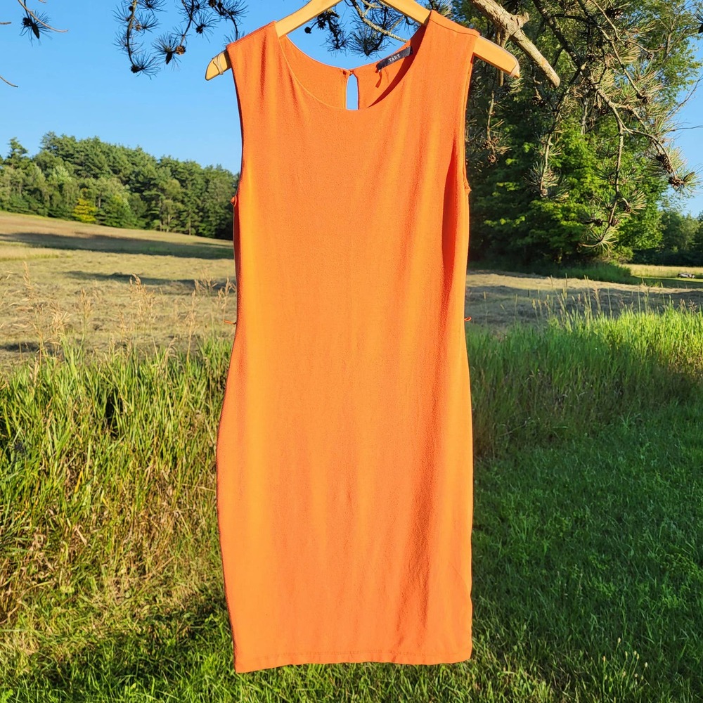Tart Sleeveless Crew Neck Bodycon Orange Dress